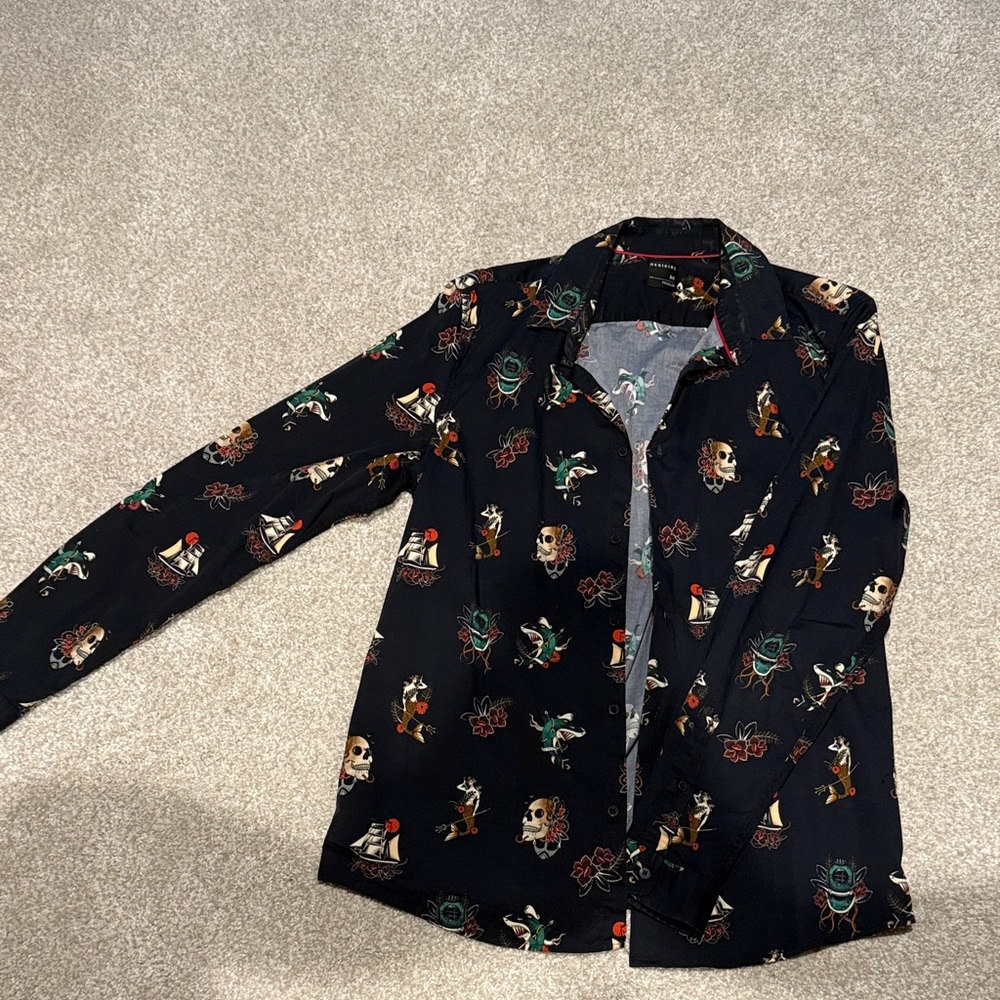 Men's Black Graphic Casual Shirt